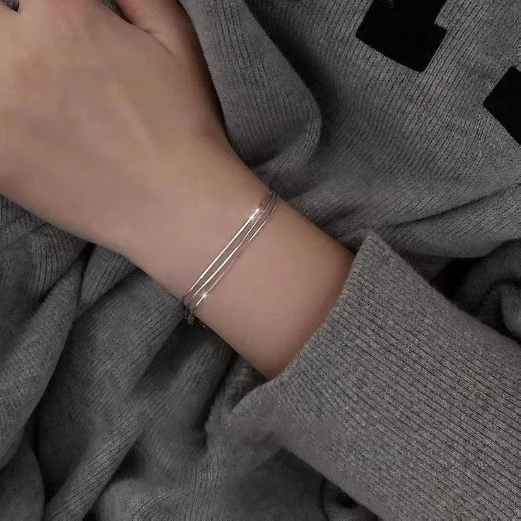Fashion 925 Sterling Silver Bracelets for Women Simple
