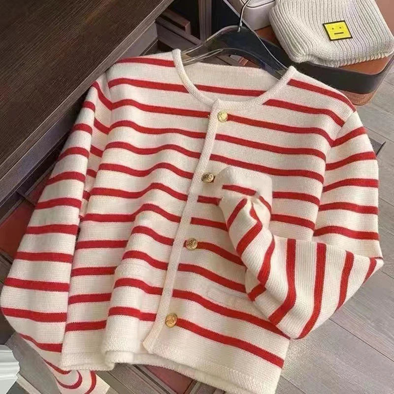 MetroStripe™ Button-Front Knit Cardigan