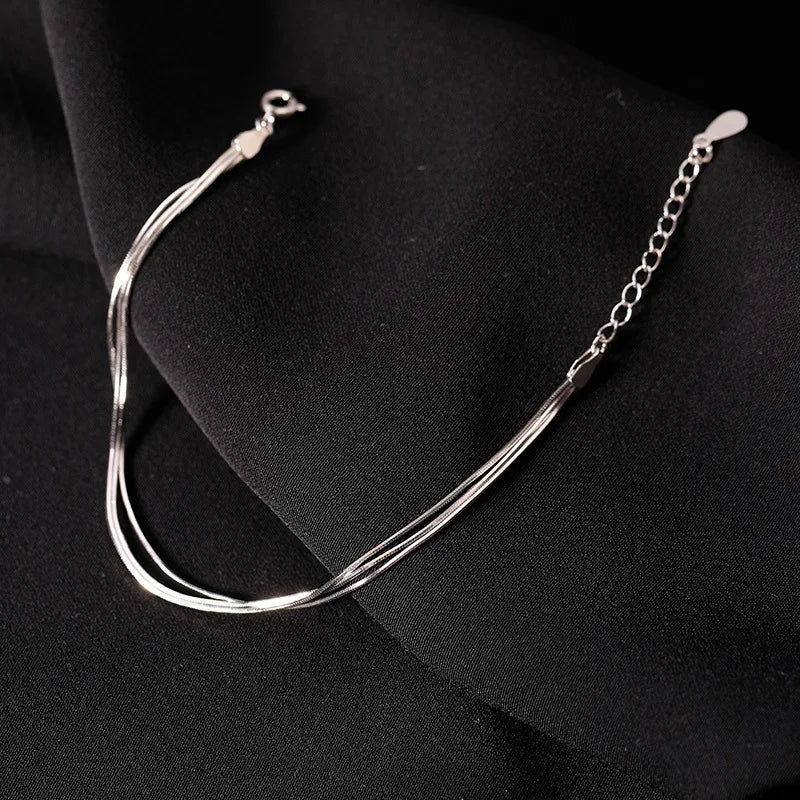 Fashion 925 Sterling Silver Bracelets for Women Simple