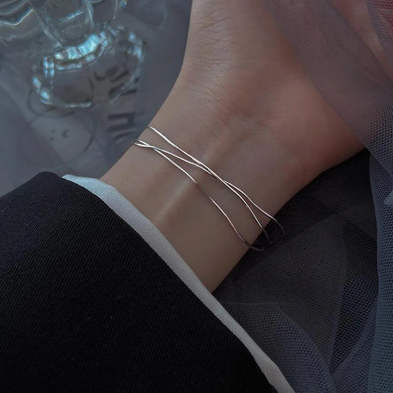Fashion 925 Sterling Silver Bracelets for Women Simple