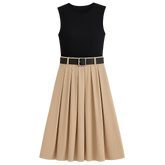 ContourGrace™ Belted Pleated Midi Dress