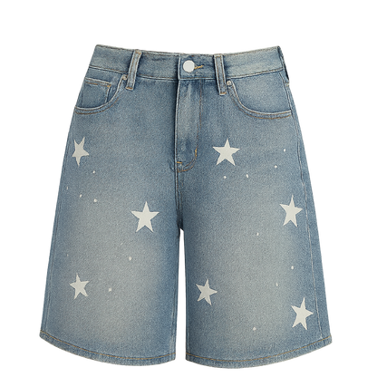 StellarCut™ Star-Print Denim Shorts