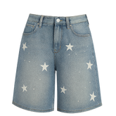 StellarCut™ Star-Print Denim Shorts