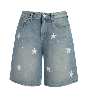 StellarCut™ Star-Print Denim Shorts
