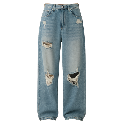 MetroEdge™ Distressed Wide-Leg Jeans