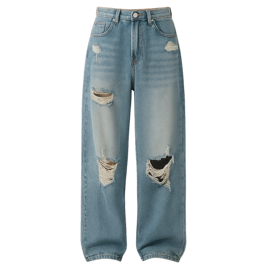 MetroEdge™ Distressed Wide-Leg Jeans