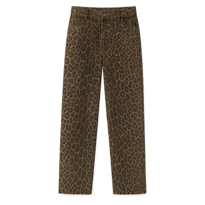 Savannah Leopard Straight Jeans