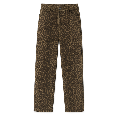 Savannah Leopard Straight Jeans