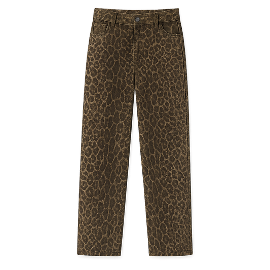 Savannah Leopard Straight Jeans