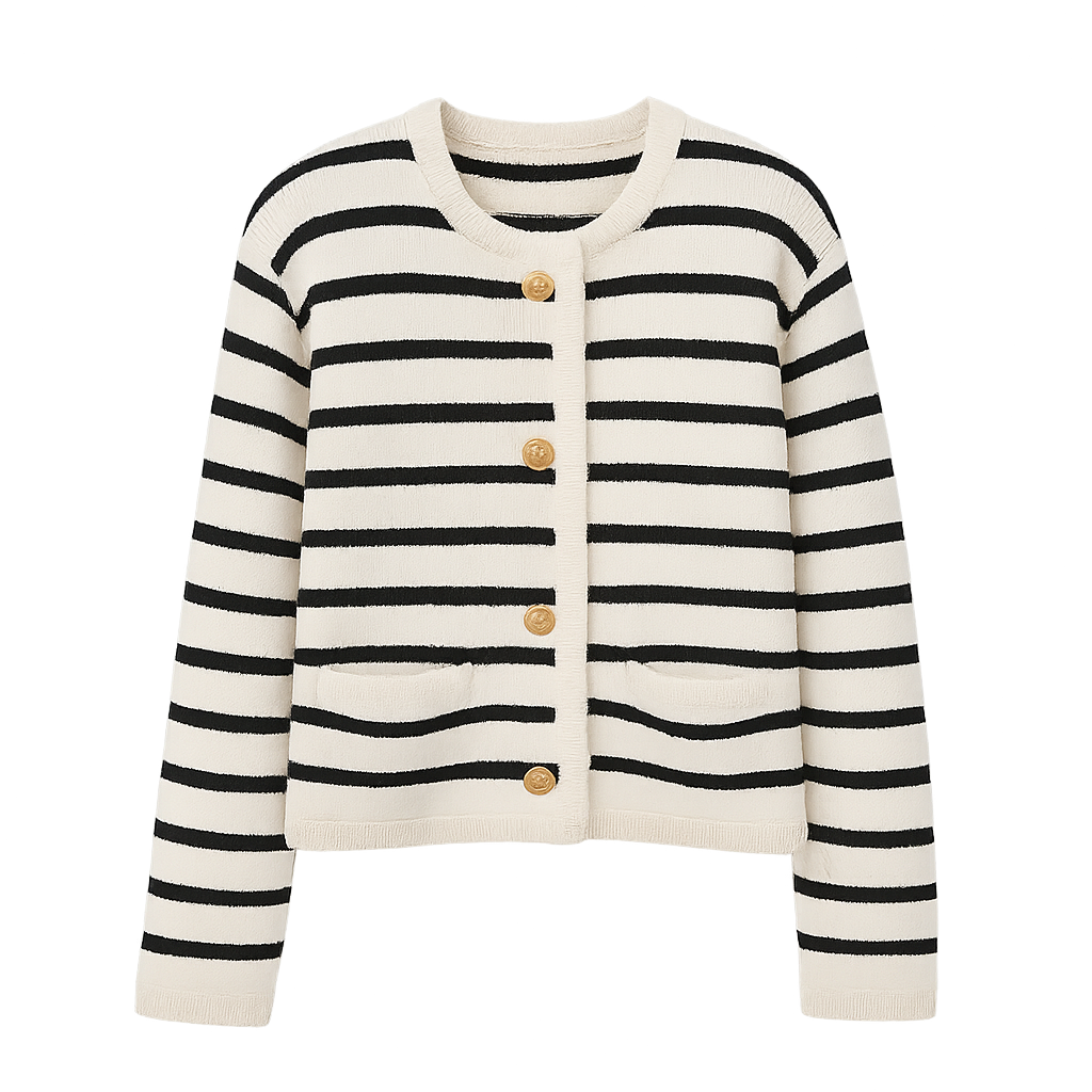 MetroStripe™ Button-Front Knit Cardigan