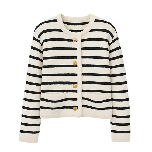 MetroStripe™ Button-Front Knit Cardigan