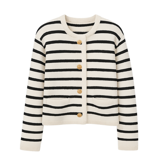 MetroStripe™ Button-Front Knit Cardigan