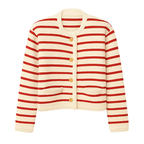 MetroStripe™ Button-Front Knit Cardigan