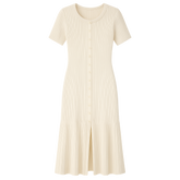 SereneRib™ Button Midi Dress