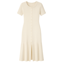 SereneRib™ Button Midi Dress