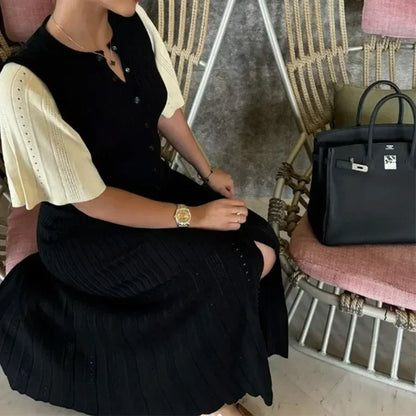 SereneRib™ Button Midi Dress