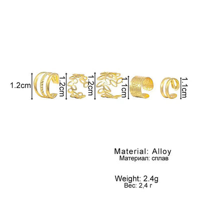 PetalArc™ 5-Piece Ear Cuff & Hoop Set