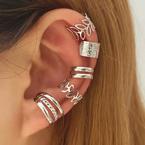 PetalArc™ 5-Piece Ear Cuff & Hoop Set