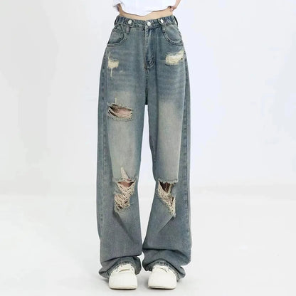 MetroEdge™ Distressed Wide-Leg Jeans