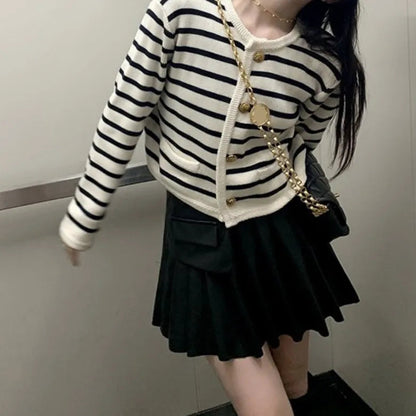 MetroStripe™ Button-Front Knit Cardigan