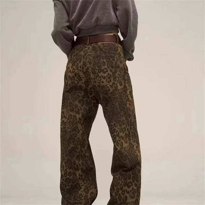 Savannah Leopard Straight Jeans