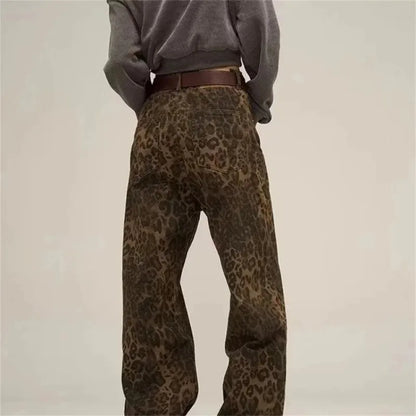 Savannah Leopard Straight Jeans