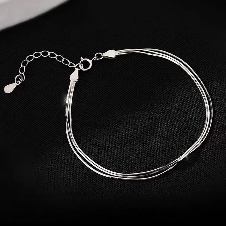 Fashion 925 Sterling Silver Bracelets for Women Simple