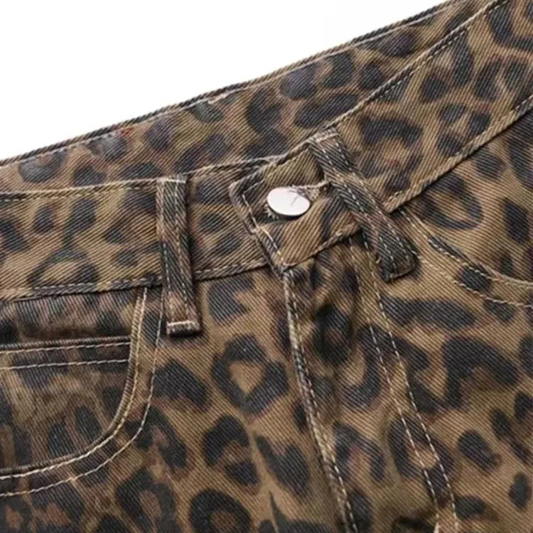 Savannah Leopard Straight Jeans