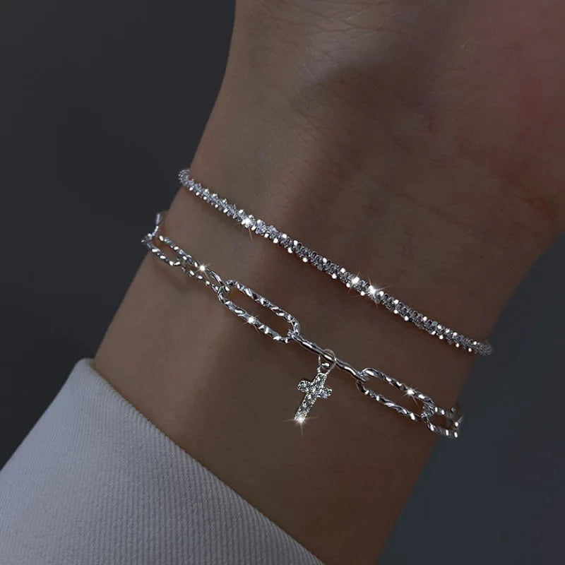Fashion 925 Sterling Silver Bracelets for Women Simple