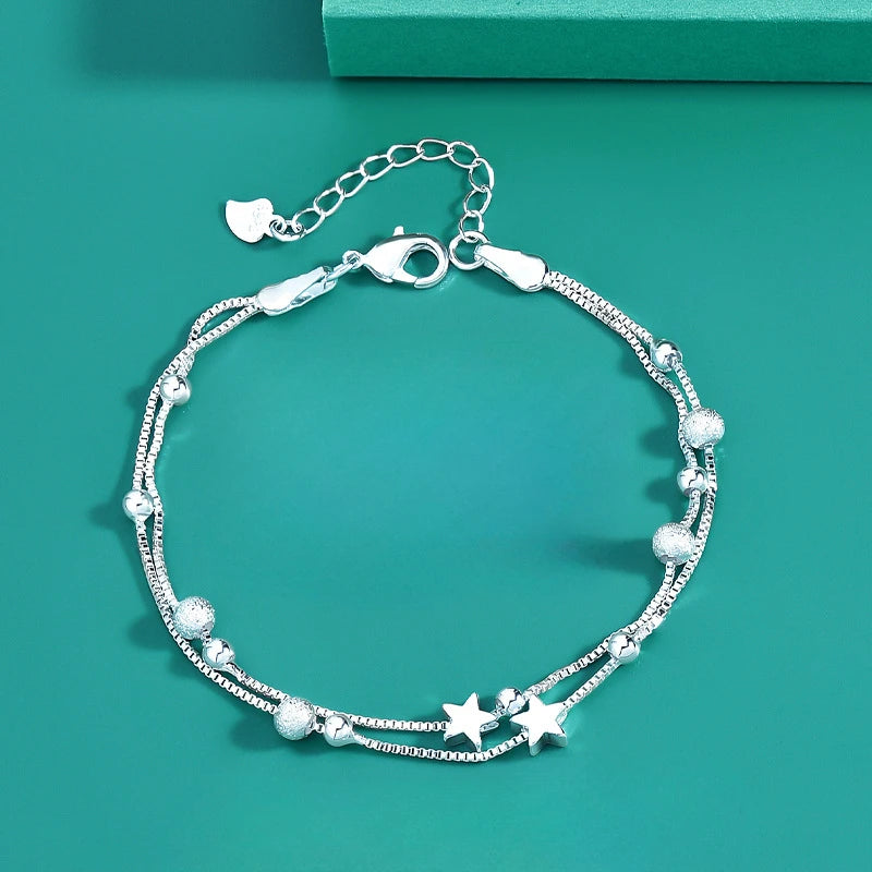 Fashion 925 Sterling Silver Bracelets for Women Simple