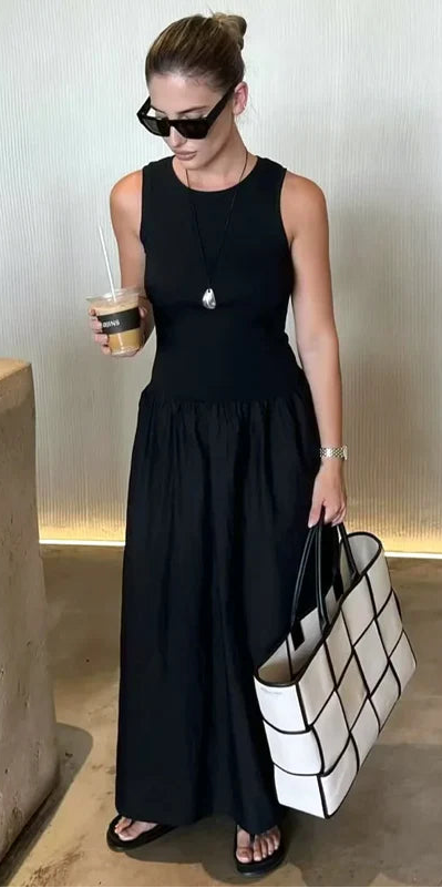 GraceLine™ Drop-Waist Midi Dress