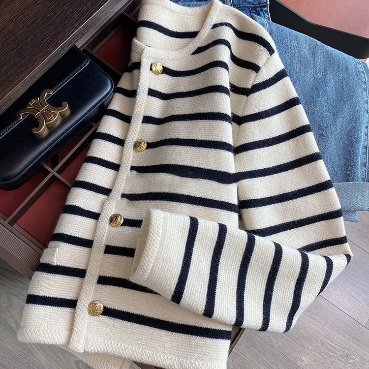 MetroStripe™ Button-Front Knit Cardigan