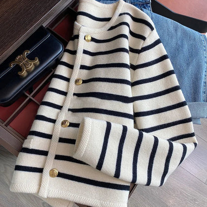 MetroStripe™ Button-Front Knit Cardigan