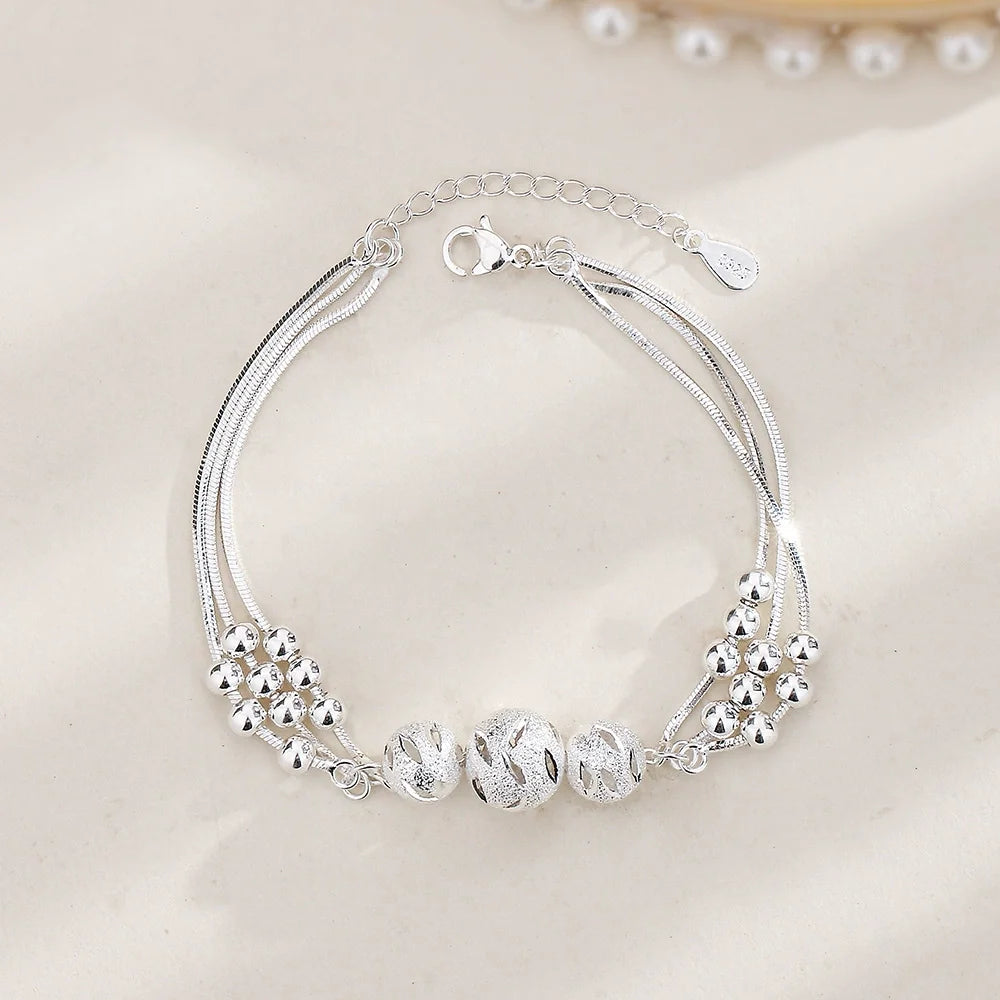 Fashion 925 Sterling Silver Bracelets for Women Simple