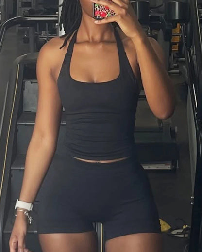 SculptEase™ Halter Crop Top