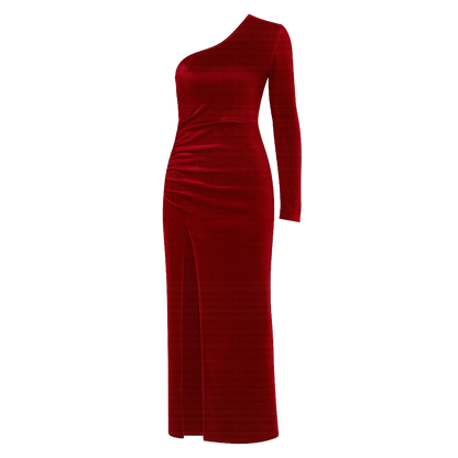 VelourSculpt™ One-Shoulder Gown